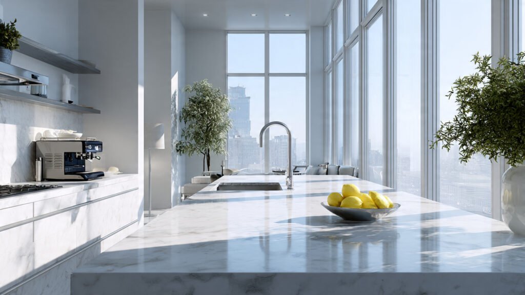 AI generated luxury modern kitchen staging to enhance real estate marketing