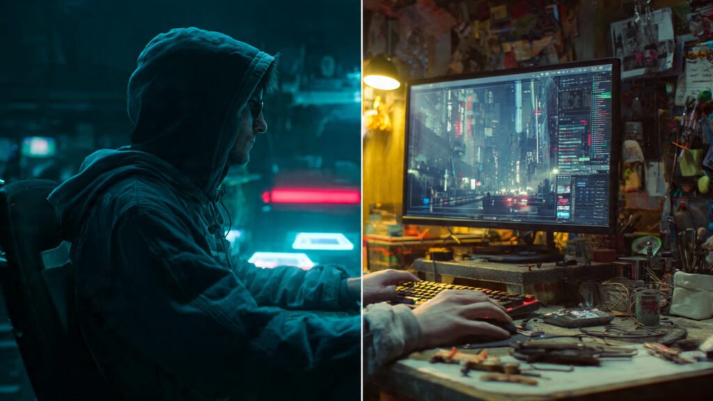 Split screen comparison of Midjourney stylized output versus FLUX literal output