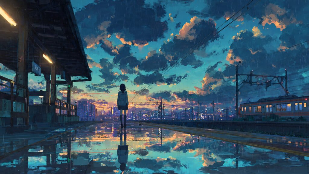 High-quality anime illustration in the style of Makoto Shinkai