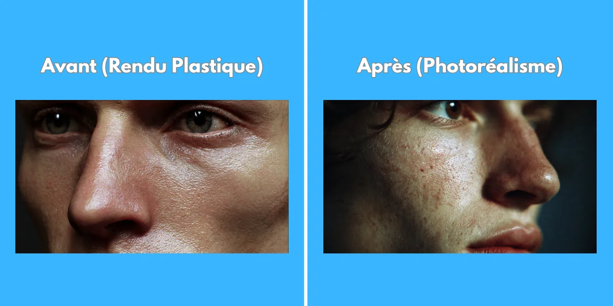 Comparaison Avant/Après : Rendu plastique vs Photoréalisme absolu (micro-textures)