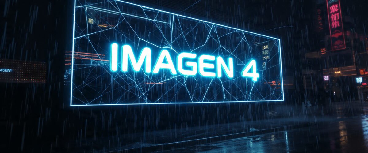 Letrero de neón brillante en una calle lluviosa con la palabra Imagen 4 escrita en tipografía perfecta