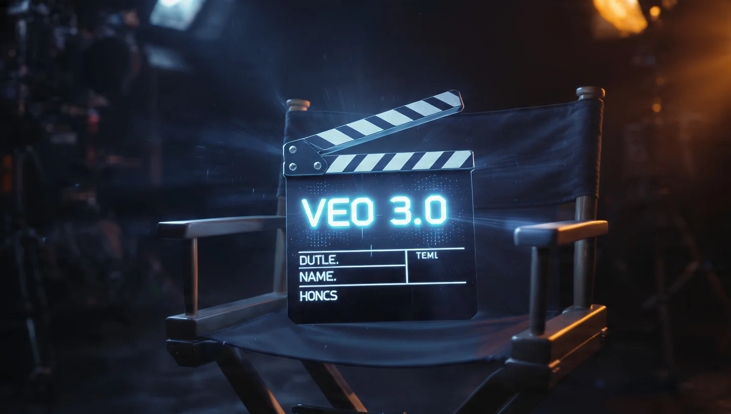 A cinematic movie clapperboard resting on a modern