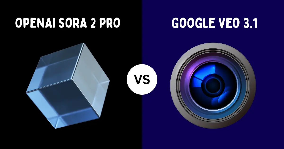 Side-by-side comparison of Google Veo 3.1 and OpenAI Sora 2 rendering a cinematic camera angle