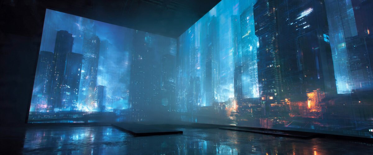 Un studio photographique futuriste illustrant la puissance de génération de Google Imagen 4