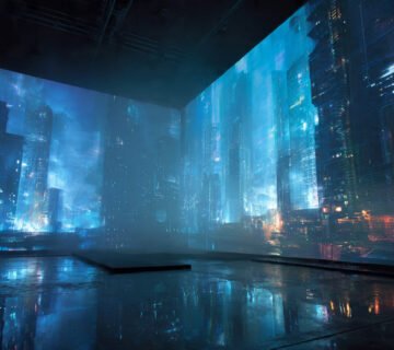 Un studio photographique futuriste illustrant la puissance de génération de Google Imagen 4