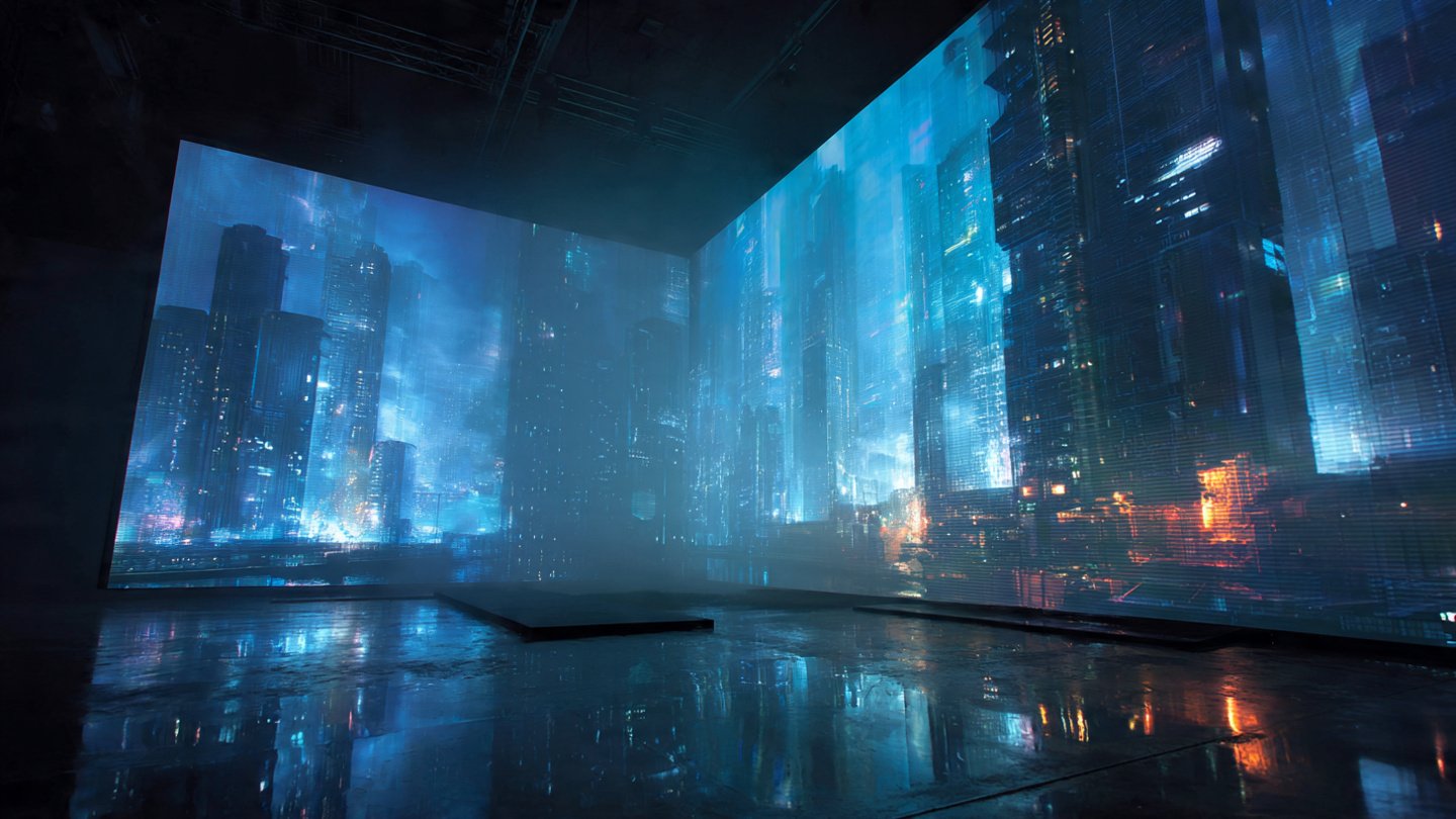 Un studio photographique futuriste illustrant la puissance de génération de Google Imagen 4