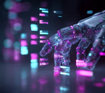 A high tech cinematic 3d illustration of a glowing 360x320