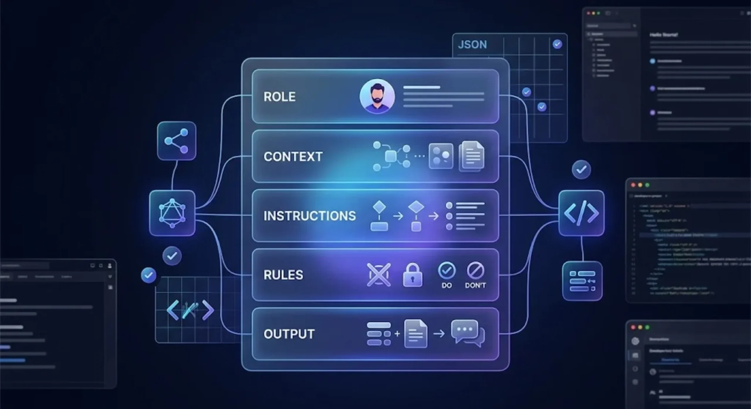 Claude system prompt best practices visualized as an XML based production prompt architecture