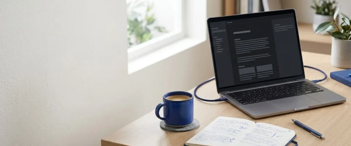 A writing workspace illustrating the process of turning a rough idea into a clear ChatGPT prompt