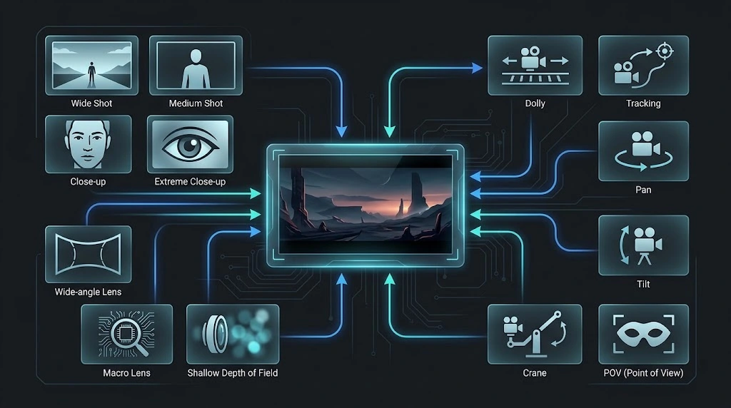 Google Veo 3 prompt engineering framework for camera movement, framing, and lens direction