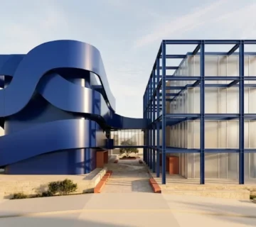 Complementary architectural forms representing prompt writing and prompt engineering