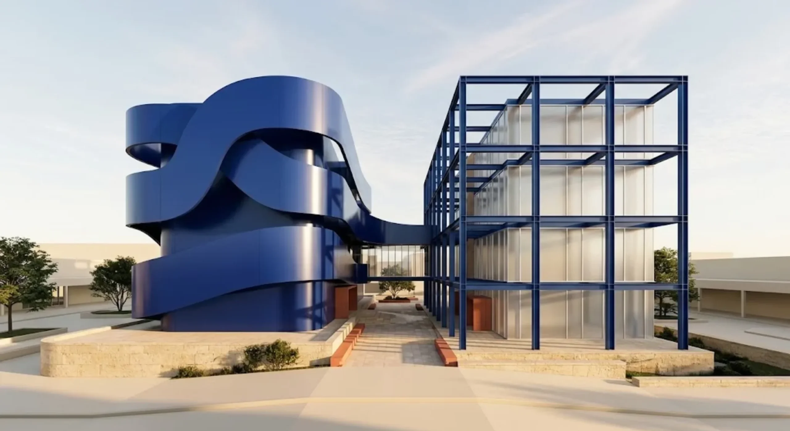 Complementary architectural forms representing prompt writing and prompt engineering