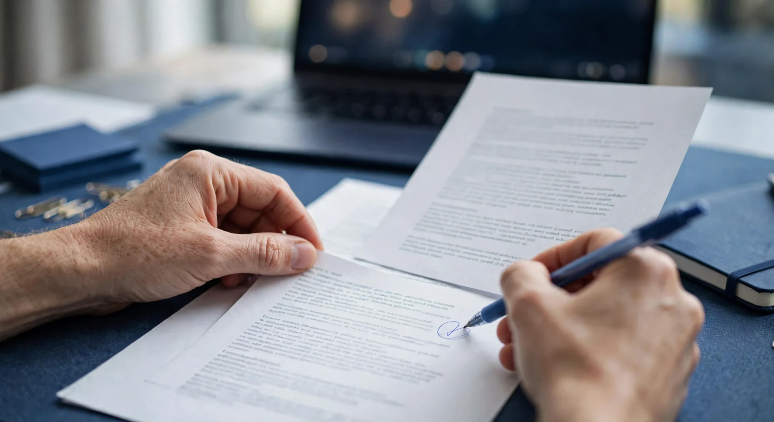 A writer checking an AI draft against source facts and marking a targeted correction